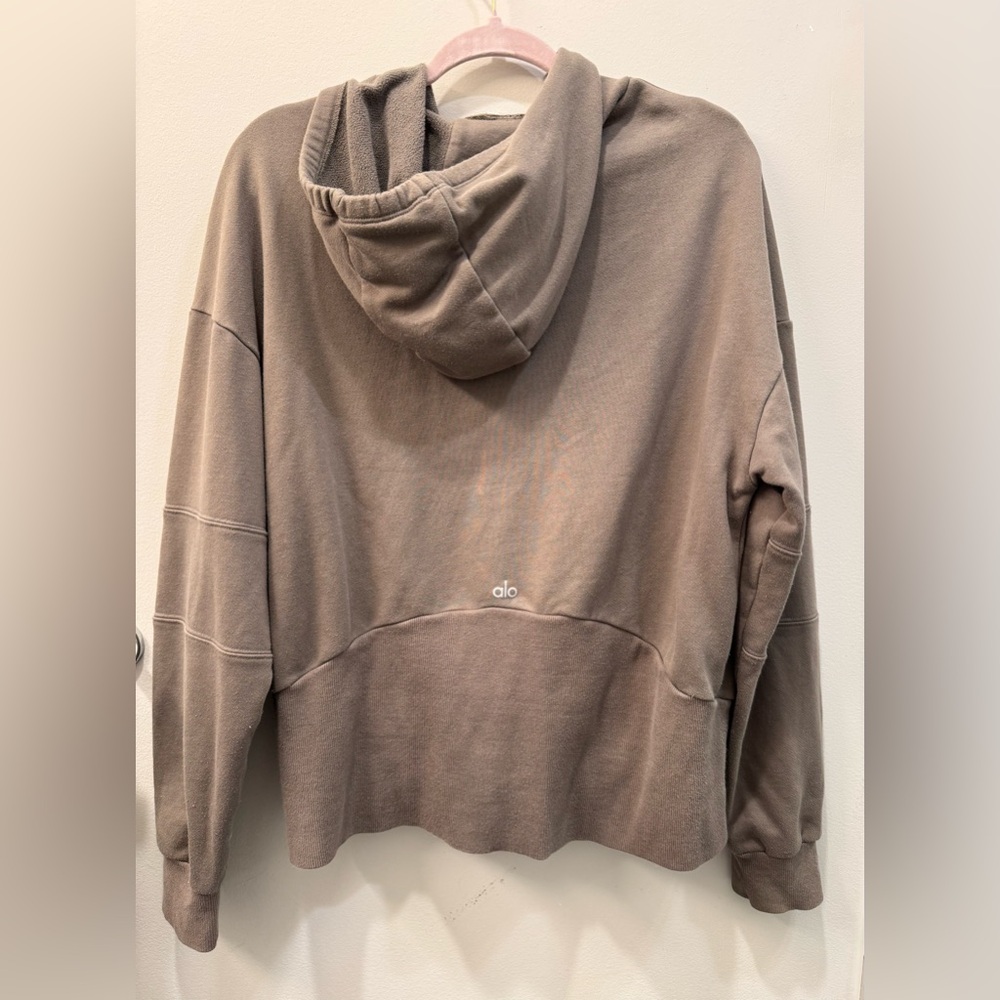 ALO Yoga Women’s Hooded Pullover - Taupe Brown - Small - Picture 3 of 5
